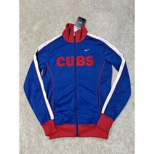 Chicago Cubs Jacket Womens Small Blue Red MLB Baseball Full Zip Nike Track New